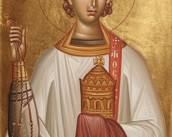 byzantine painted icon Saint Stephen,Sfantul Stefan,Agios Stefanos,Свети Стефан