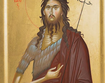 Byzantine painted icon of Saint John the baptist