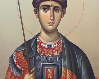 Byzantine painted icon of Saint Demetrios,AGIOS DIMITRIOS,Sfantul Dumitru,Святой Дмитрий