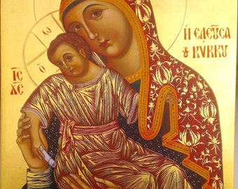 Byzantine painted icon Mother of God Kykkos,PANAGIA TOU KYKKOU, Bogorodica Kikoska iz Mušutišta,Maica Domnului Kykkos,Богородица Кикоска
