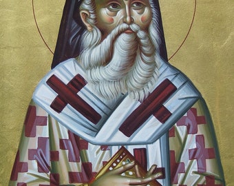 Byzantine painted icon of Saint Nectarios,AGIOPS NEKTARIOS,Sfantul Nectarie,святой нектарий эгинский,Икона