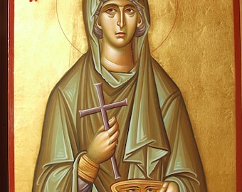 byzantine painted icon of Saint Paraskevi,Saint Paraskeva,Sfanta Paraschiva,AGIA PARASKEVI