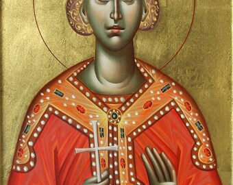 Byzantine painted icon of Saint Catherine,AGIA AIKATERINH,Sfanta Ecaterina,Orthodox painted icon