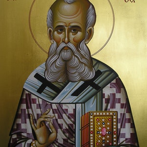 Byzantine painted icon of Saint Athanasios