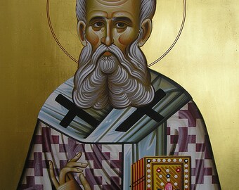Byzantine painted icon of Saint Athanasios
