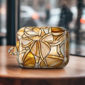 Golden Airpod Pro 2 Case Stained Glass Effect Boho Bow Airpod Pro 1 Case Cover Birthday Gift With Keychain Ring AP01