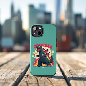 Godzilla Retro Cartoon Illustration Phone Case – Cute Phone Case & Durable Scratch free case S for iPhone 14/15/16, Samsung S23/S24