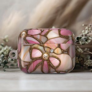 Stained Glass Effect Airpod Pro 2 Case Messy Bow Coquette Classic Airpod Pro 1 Case Cover Birthday Gift Easy Carry Metal Keychain Ring