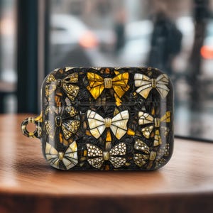 Protective AirPod Pro 2 Case Stained Glass Boho Butterfly Airpod Pro 1 Case Birthday Gift for Vintage Lover With Keychain Ring