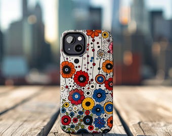 Yayoi Kusama Phone Case Flower Street Art iPhone Samsung Cover Polka Dot Christmas Gift Colorful Holiday Stocking Stuffer Modern Art Present
