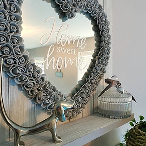 Rustic Heart Mirror Decor Shabby Chic Wooden Shelf Home Sweet Home Home Foam Rose Heart Large Bedroom Plaque Grey Art Home