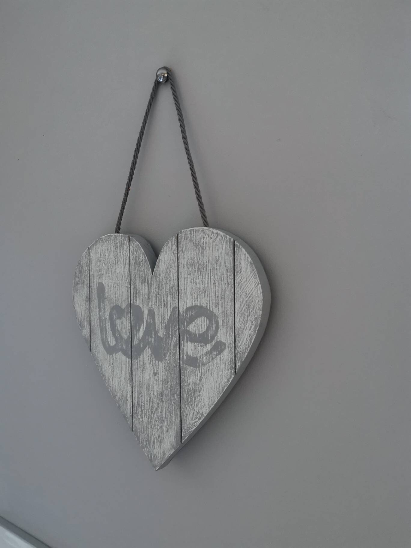 Wooden Hanging Rustic Heart Wall Plaque Art Grey Home Decor Etsy