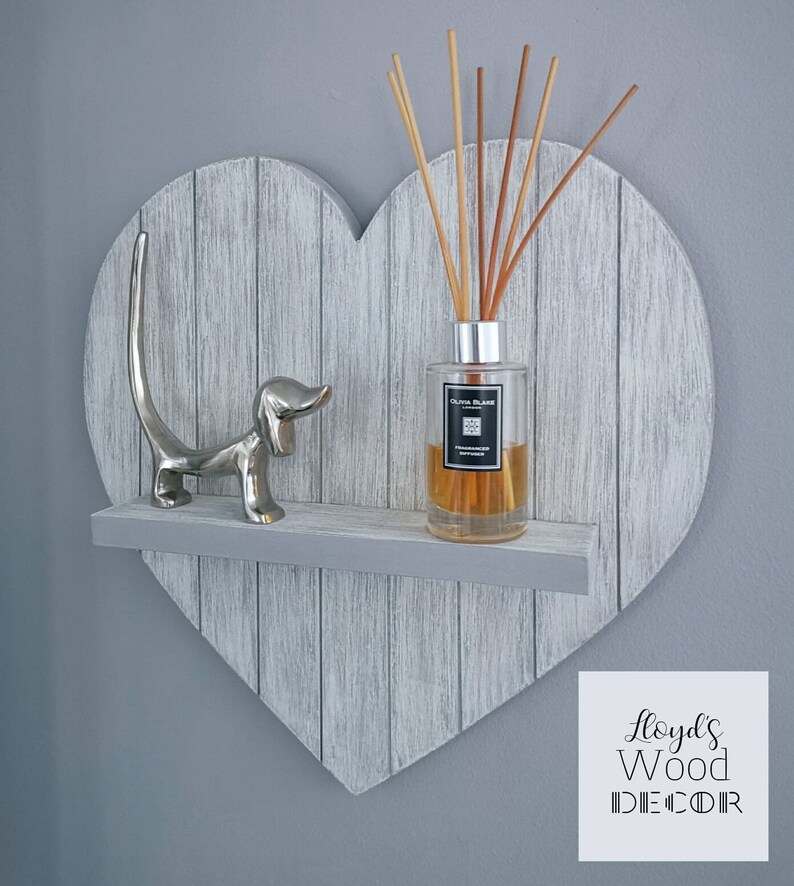 Rustic Shabby Chic Heart Shelf Grey Home Decor Etsy UK