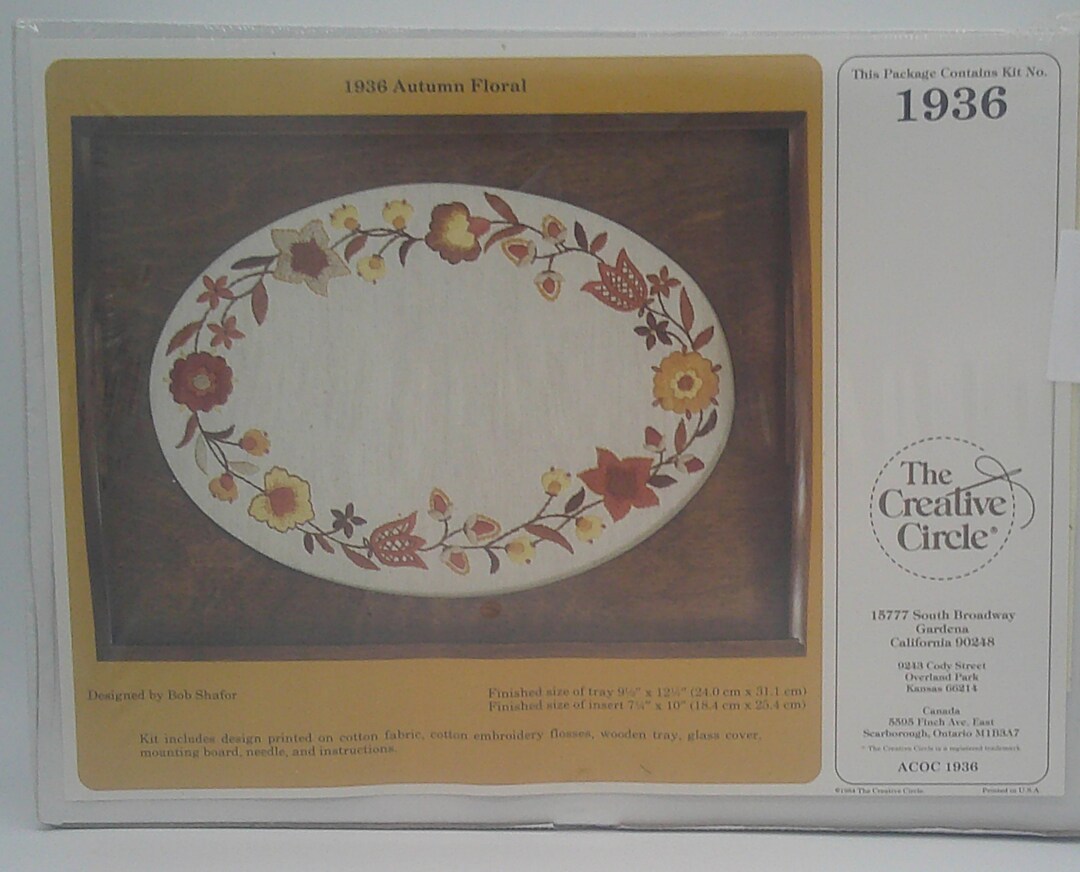 1984 Creative Circle Embroidery Kit 1936 Wood Tray Etsy