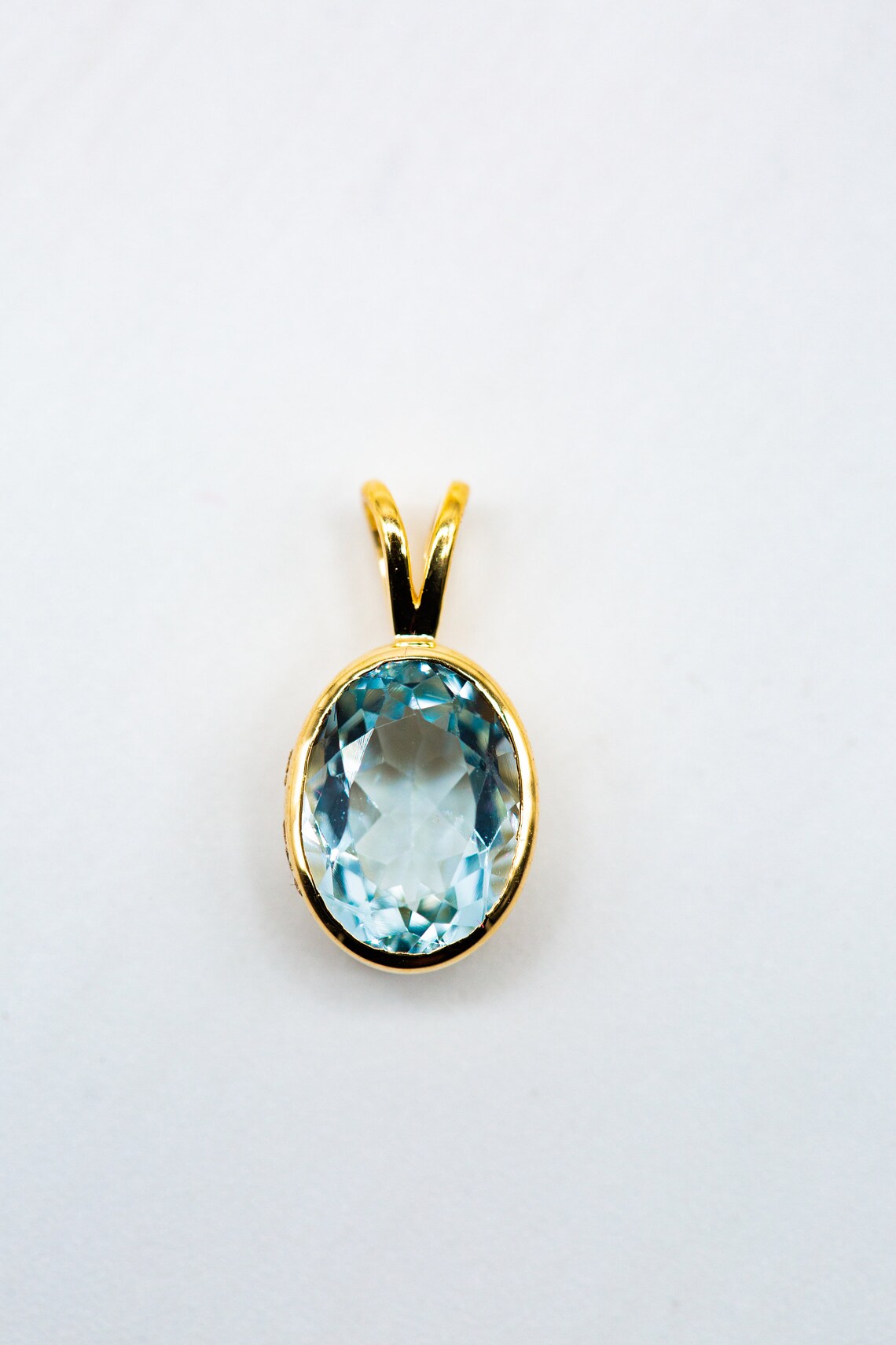 14k Aquamarine Necklace Aquamarine Gold Pendant Yellow Gold Etsy