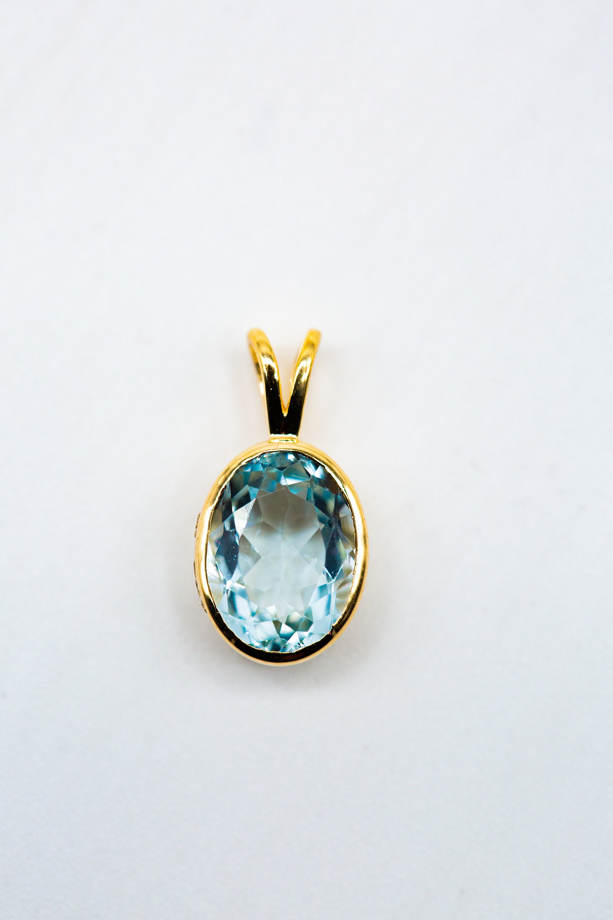 14k aquamarine necklace Aquamarine gold pendant Yellow gold Etsy