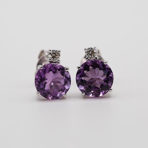14K Amethyst Earrings, 14K Gold Purple Amethyst Earrings, Amethyst Stud Earrings, Amethyst Earrings, Natural Amethyst Earrings