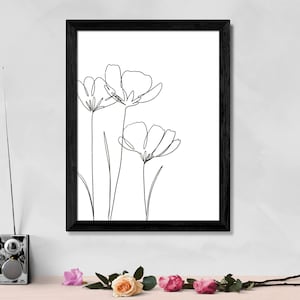 Wild Flower Line Art - Line Drawing, Illustration, Wall decor, Home Wall Art, Florals, Wild flowers