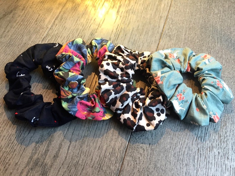 Handmade cotton scrunchies VSCO hair accessories in 40+ prints flowers, animal print, daisy, gingham \u2013 mix /& match pack soft hair ties