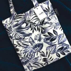 Handmade cotton canvas tote bag | Leaf, florwer, skandi prints | 100% cotton, reinforced handles, resistant | Handmade shopper shoulder bag