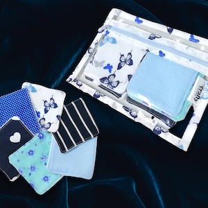 Pack 6 reusable make up remover pads + bag | Lucky dip zero waste soft make up removing wipes | Sustainable 100% cotton face cleaning pads