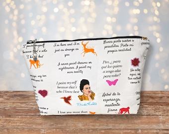 Frida Khalo nécessaire | Frida Khalo quotes make-up toiletry bag | Handmade Frida zipper pouch | Travel nécessaire | Washable organiser bag