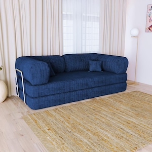 Divano letto Teddy, divano da pavimento in velluto a coste, divano letto da pavimento, copridivano da pavimento lavabile, divano letto, cuscino da seduta da pavimento, cuscino moderno per soggiorno