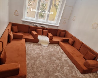 Amber U-Shaped Floor Sofa: Modern Turkish Modular Seating