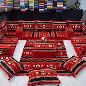 BIG U SHAPE Oriental floor sofa Majlis Jalsa black red design Jordanian Iraqi Moroccan living room Arabic Sofa,Floor Couch,Floor cushions