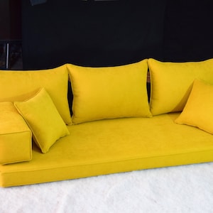 Yellow Floor Sofa: Turkish Arabic Seating Set, Home Decor