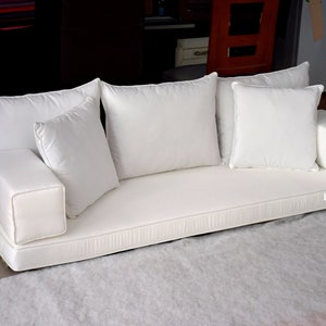 Sofá de suelo oriental Asientos de suelo para yoga Meditación Sofá blanco para sala de estar Sofá de estilo árabe Cojines de suelo de lino Almohadas Sofá Sofá étnico
