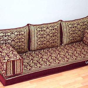 Oriental Floor Sofa: Moroccan Bohemian Style Couch with Cushions