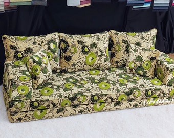 Floral Velvet Floor Sofa: Arabic Oriental Living Room Set