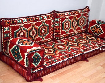 Oriental Floor Sofa: Turkish Bohemian Seating with Cushions