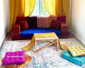 Velvet Amber Floor Seating Sofa: Turkish Moroccan Home Decor Couch