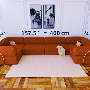Corduroy U-Shape Floor Sofa Set: Foldable Couch with Cushions