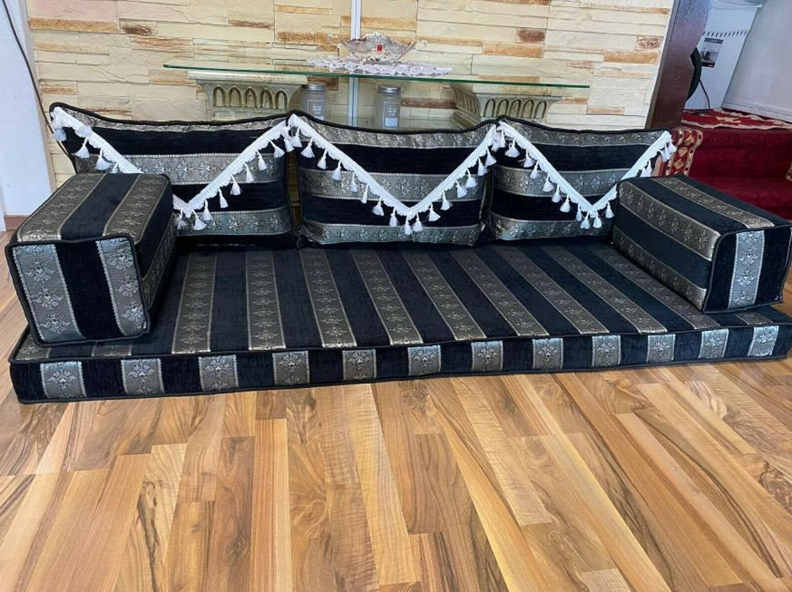 Luxus schwarz grau Boden Sofa orientalische Bodenbestuhlung | Etsy
