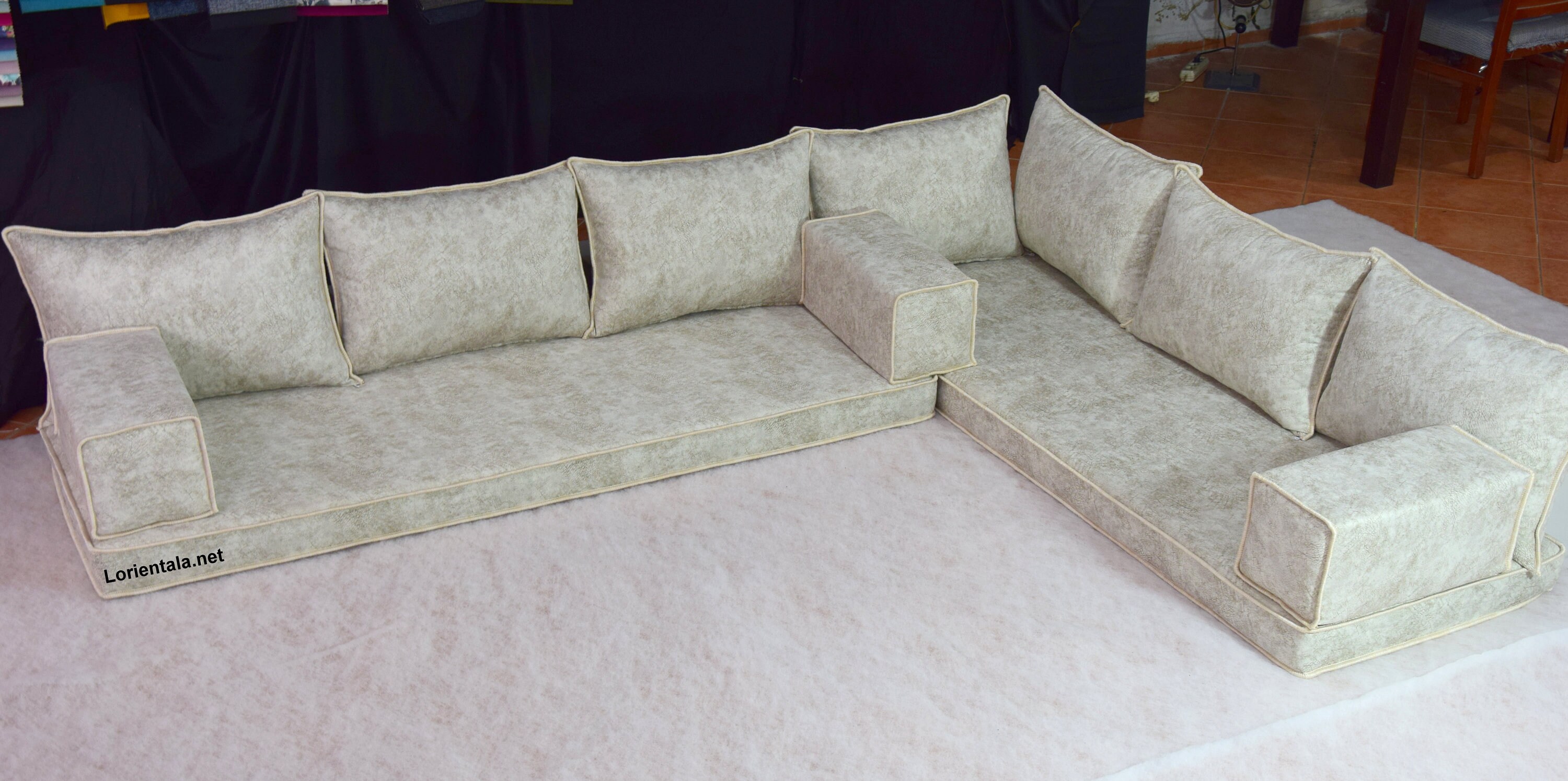 L SHAPED Floor Seating Sofa gray beige Set Cushions Turkish Etsy