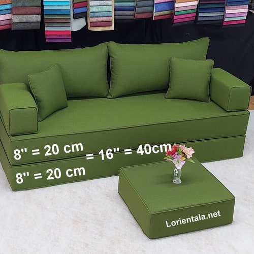 8'' Thick Linen Green Color Floor Sofa Living Room Etsy