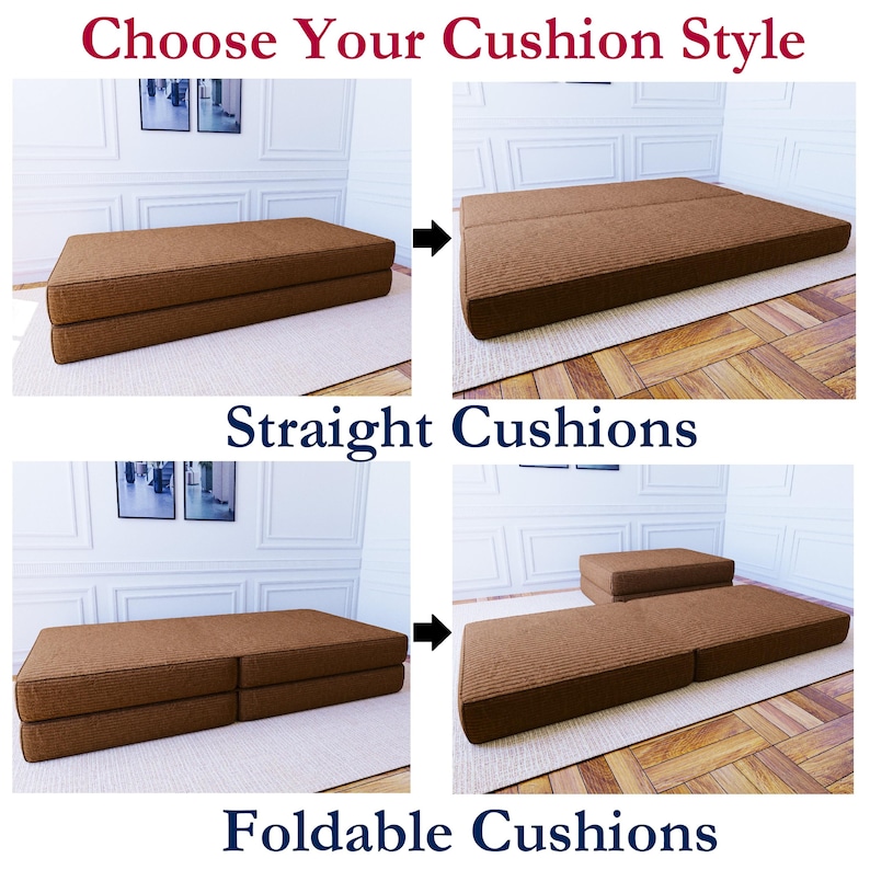 Golvsoffa i manchester, hopfällbar bäddsoffa för yoga och meditation, sektioner för vardagsrum, ottomansk soffpuff, golvsoffgrupp, sittdynor bild 12