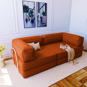 Corduroy floor Couch, Foldable Yoga Meditation Sofa Bed, Living room Sectionals, Ottoman Couch pouf, Floor Seating Sofa set, Seat Cushions