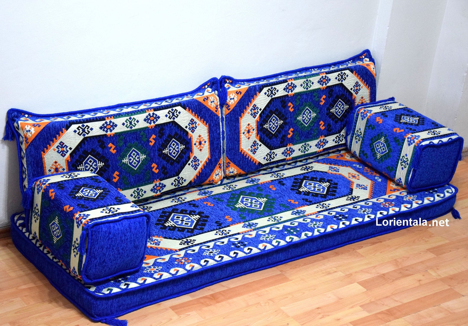 Oriental Kilim Floor Sofa Turkish Arabic Home Decor Blue White Etsy