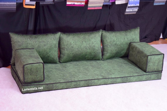 Emerald Green Arabic Seating, Sectional Sofa, L Shaped Arabic