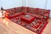 L SHAPED Arabic Red Oriental Floor Seating Sofa Set floor Cushions Turkish Home Decor Moroccan kilim Yoga Meditation Sofa bohemian Couch set 