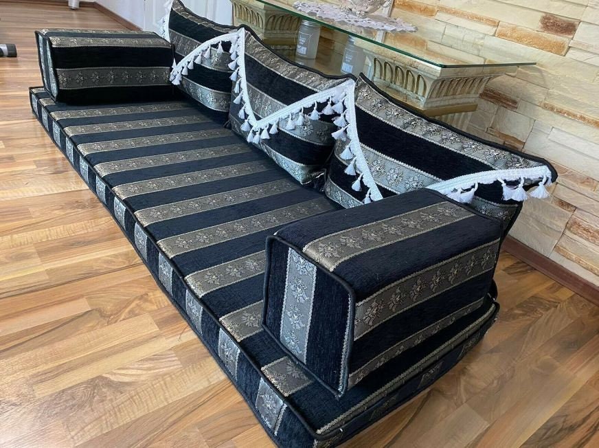 Luxus schwarz grau Boden Sofa orientalische Bodenbestuhlung | Etsy