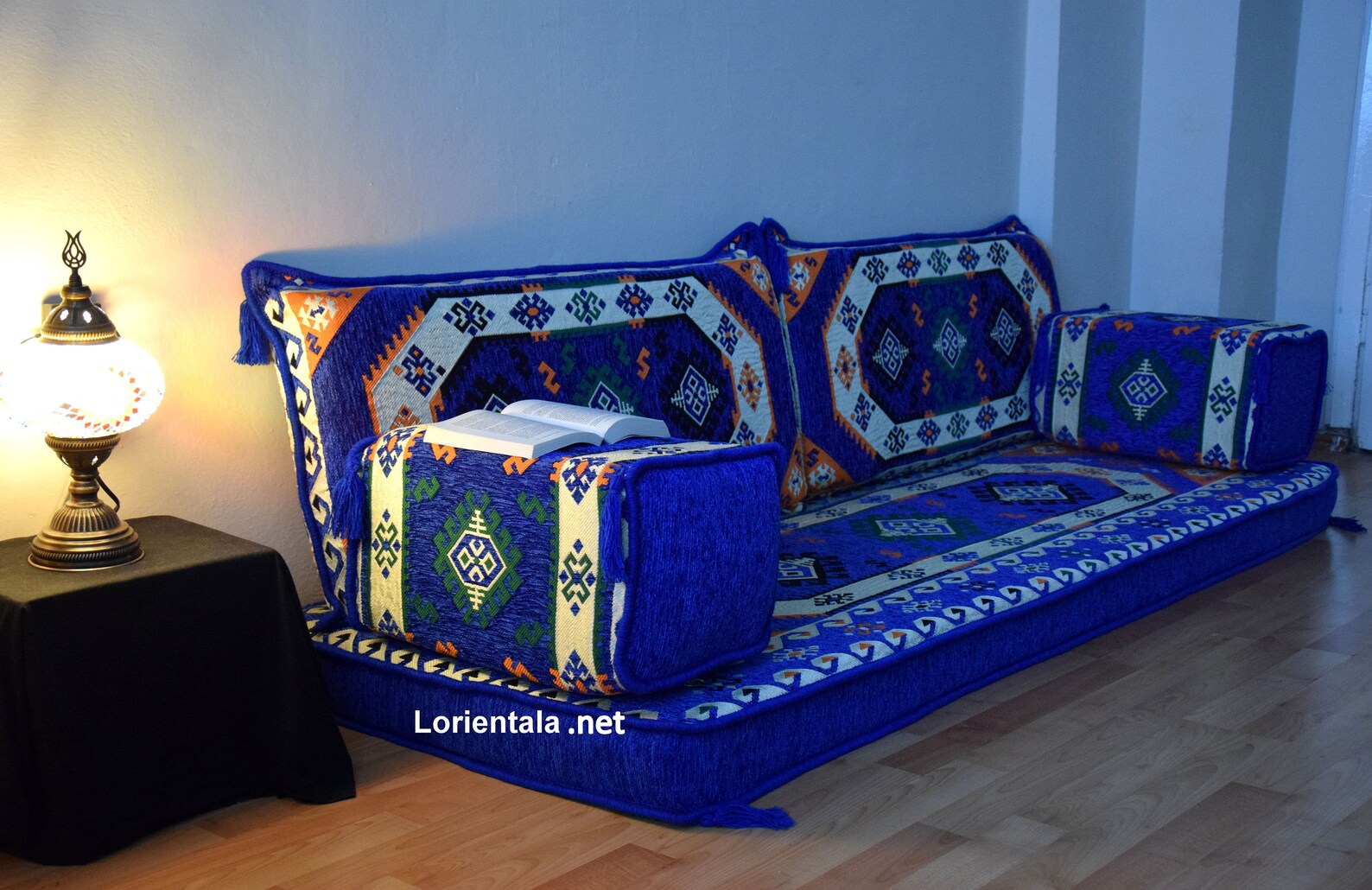 Oriental Kilim Floor Sofa Turkish Arabic Home Decor Blue White Etsy