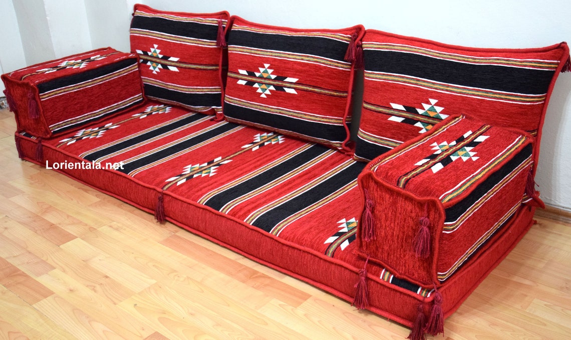 Arabische Boden Sofa Majlis Jalsa schwarz rot Design | Etsy