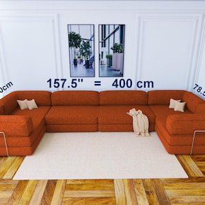 Golvsoffa i manchester, hopfällbar bäddsoffa för yoga och meditation, sektioner för vardagsrum, ottomansk soffpuff, golvsoffgrupp, sittdynor U Shaped ( 3 Sofas )