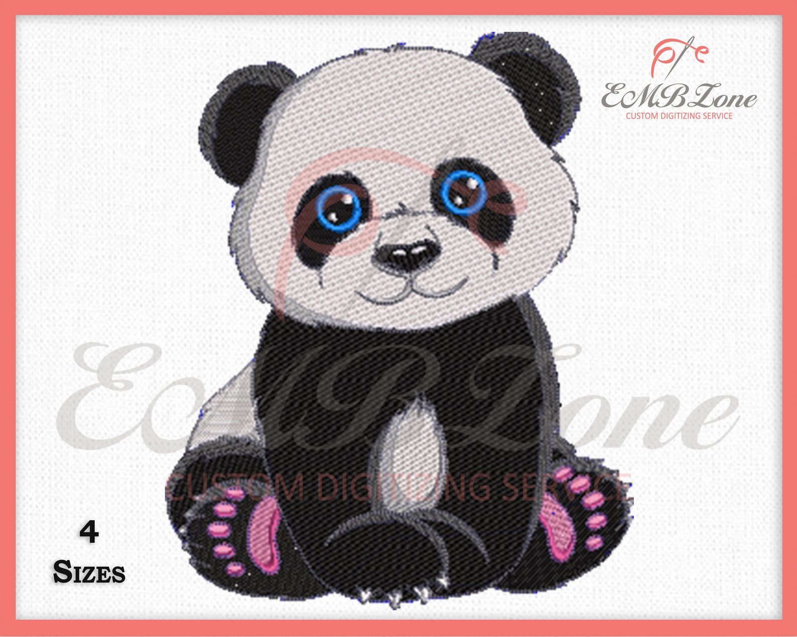 Cute Panda Cartoon Embroidery Design cute Panda Embroidery Etsy