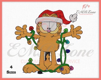Garfield Christmas Embroidery Design | Garfield Christmas Machine Embroidery | Christmas Digitized Design 4 Hoop Sizes by EMBZone